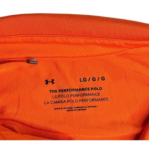 Under Armour Men's Orange Polo Shirt Short Sleeve Large Loose Heatgear Golf - Picture 2 of 8